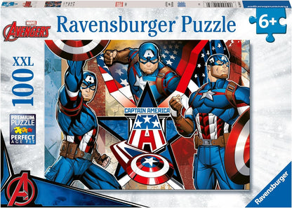 Ravensburger Marvel Hero Captain America 100 Piece Jigsaw Puzzle for Kids Age 6 Years Up - Presents & Gifts for Boys