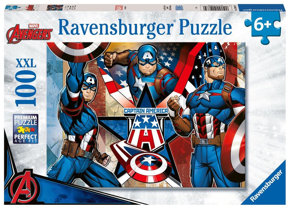 Ravensburger Marvel Hero Captain America 100 Piece Jigsaw Puzzle for Kids Age 6 Years Up - Presents & Gifts for Boys