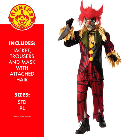 Bristol Novelty 301573STD000 Crazy Clown Erwachsenenkostüm, Herren, Damen, mehrfarbig, STD