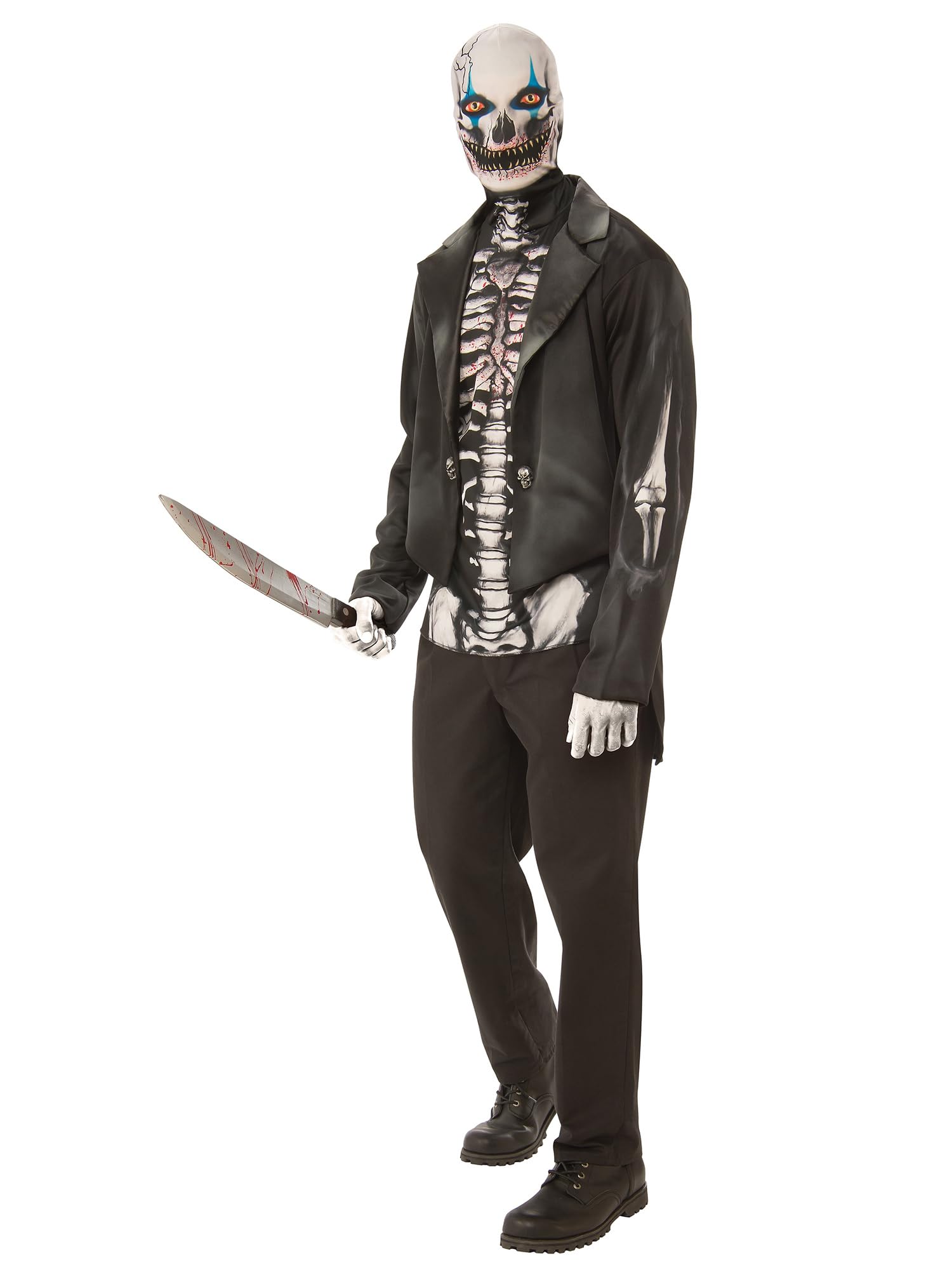 Bristol Novelty Schwarz-weißes Skelett-Kostüm für Erwachsene – (Standardgröße) 1 Set – perfektes Halloween-Outfit