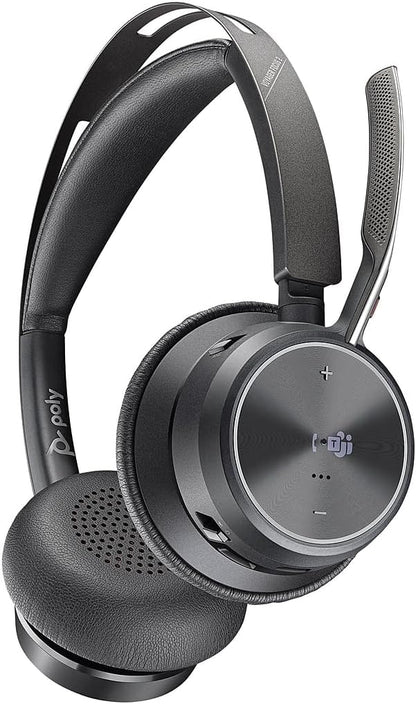 Poly - Voyager Focus 2 UC USB-C Headset (Plantronics) - Bluetooth Dual-Ear (Stereo) Headset with Boom Mic - USB-C PC/Mac Compatible - Active Noise Canceling - Works with Teams (Certified), Zoom & more