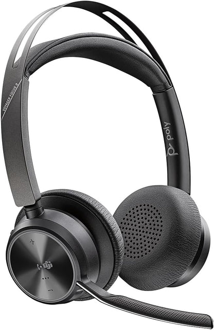 Poly - Voyager Focus 2 UC USB-C Headset (Plantronics) - Bluetooth Dual-Ear (Stereo) Headset with Boom Mic - USB-C PC/Mac Compatible - Active Noise Canceling - Works with Teams (Certified), Zoom & more