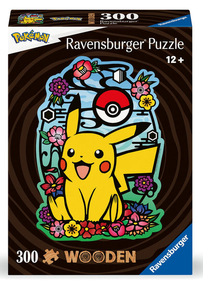 Ravensburger Pokemon Pikachu Shaped 300 Piece Wooden Puzzles for Adults and Kids Age 12 Years Up