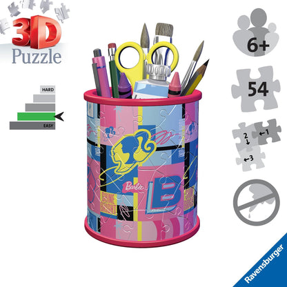 Ravensburger Barbie Stationery Pencil Holder 3D Jigsaw Puzzle for Adults and Kids Age 6 Years Up - 54 Pieces - No Glue Required