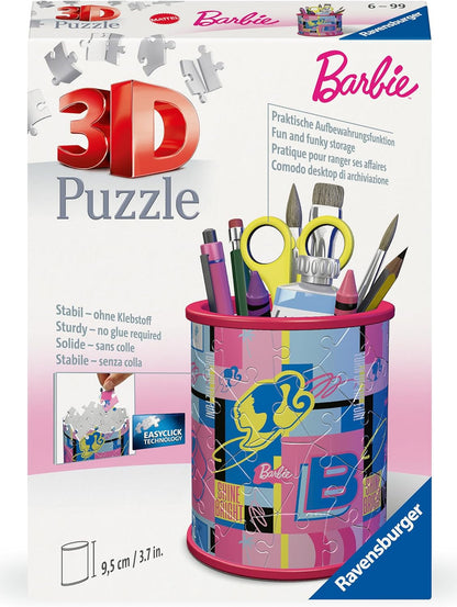 Ravensburger Barbie Stationery Pencil Holder 3D Jigsaw Puzzle for Adults and Kids Age 6 Years Up - 54 Pieces - No Glue Required