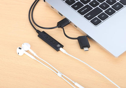 Manhattan 2-in-1 USB-C & USB-A to Aux Audio Adapter Cable 3.5mm Jack