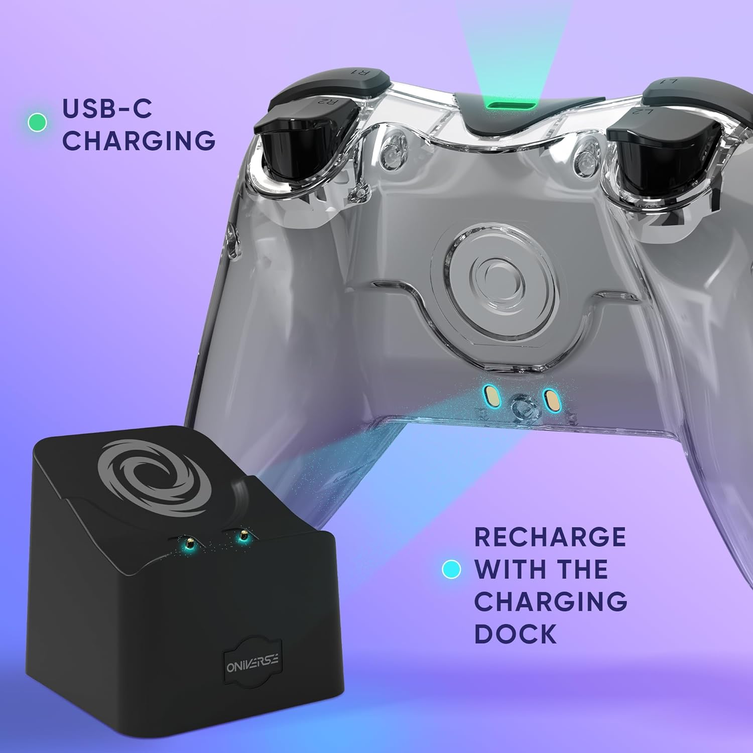 Oniverse Draadloze Controller compatibel met Switch OLED Lite PC ANDROID iOS, Oplaaddock, Instelbare Trillingen, Macroknoppen, Turbo Modus, Wake-Up, 6-assige Gyroscoop, Astralite (NYSA GREY/GRIJS) NYS