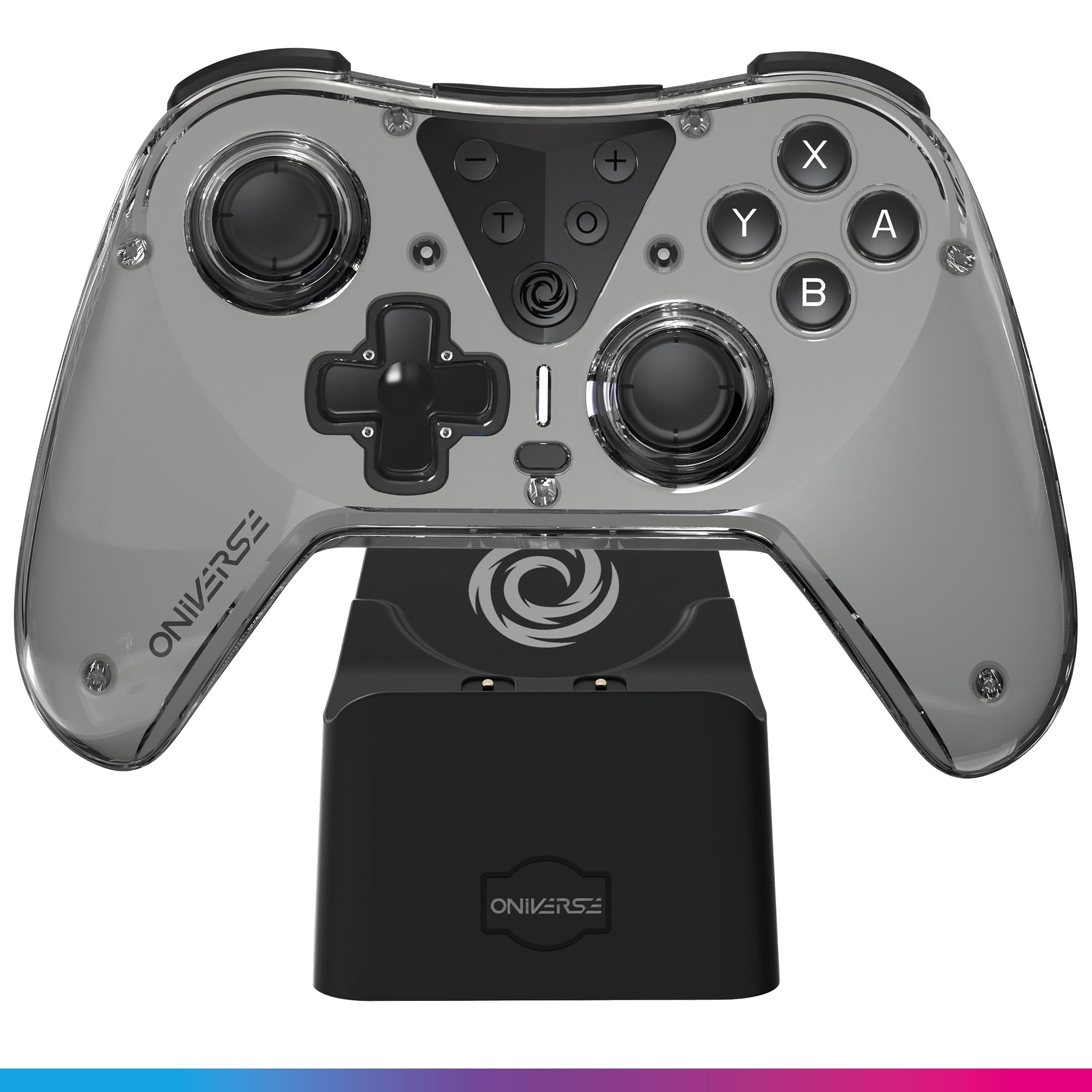 Oniverse Draadloze Controller compatibel met Switch OLED Lite PC ANDROID iOS, Oplaaddock, Instelbare Trillingen, Macroknoppen, Turbo Modus, Wake-Up, 6-assige Gyroscoop, Astralite (NYSA GREY/GRIJS) NYS
