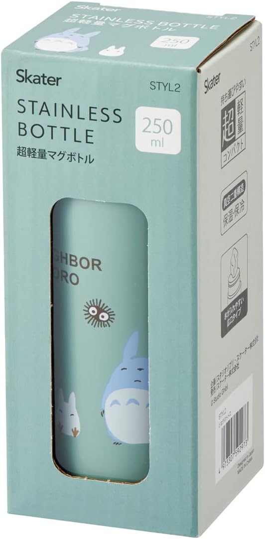 Skater STYL2-A My Neighbor Totoro Studio Ghibli Mug Bottle, 251.4 ml (250 ml), Ultra Lightweight Stainless Steel Water Bottle 軽量250ml