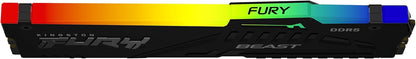 Kingston FURY Beast Schwarz RGB 16GB 6000MT/s DDR5 CL40 DIMM Desktop Gaming Speicher Einzelnes Modul - KF560C40BBA-16 Schwarz 16GB Einzelnes Modul 6000MT/s - Intel XMP