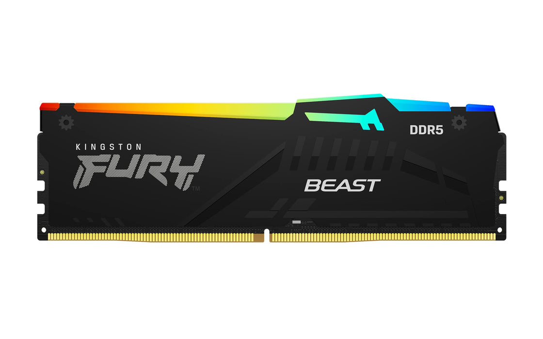 Kingston FURY Beast Schwarz RGB 16GB 6000MT/s DDR5 CL40 DIMM Desktop Gaming Speicher Einzelnes Modul - KF560C40BBA-16 Schwarz 16GB Einzelnes Modul 6000MT/s - Intel XMP