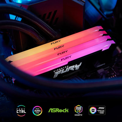 Kingston FURY Beast RGB 32GB 3600MT/s DDR4 CL17 DIMM (Kit of 4) Computer Memory KF436C17BB2AK4/32 32GB Kit of 4 3600MT/s 8Gbit