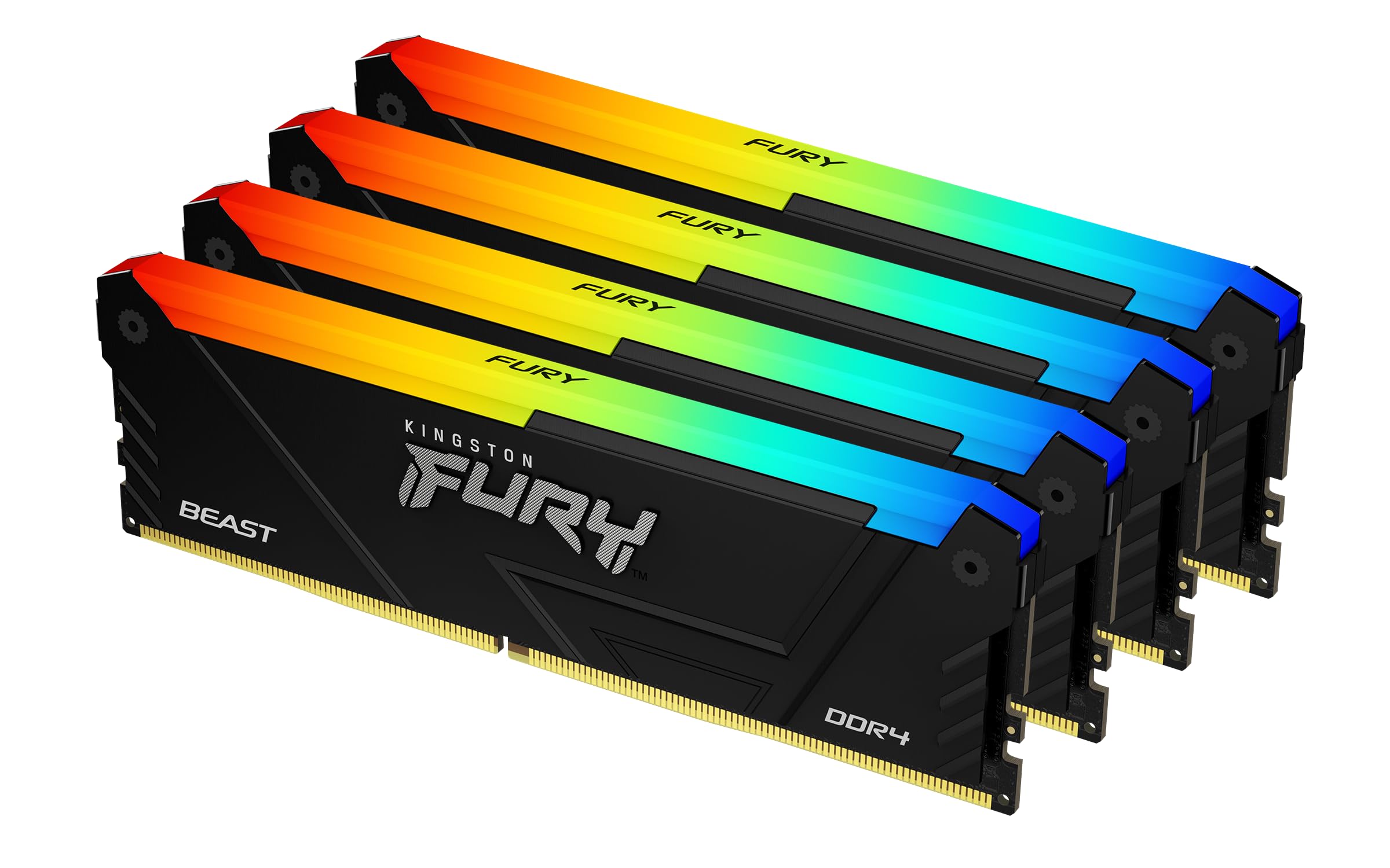 Kingston FURY Beast RGB 32GB 3600MT/s DDR4 CL17 DIMM (Kit of 4) Computer Memory KF436C17BB2AK4/32 32GB Kit of 4 3600MT/s 8Gbit