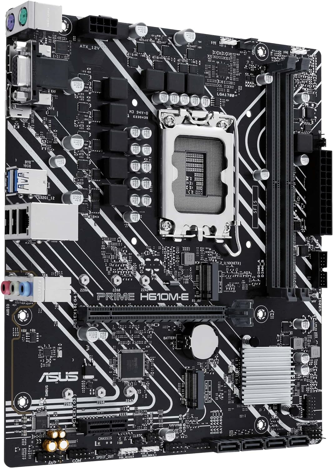 ASUS Prime H610M-E-CSM Mainboard Sockel Intel LGA 1700 (Intel H610, mATX, DDR4 Speicher, PCIe 4.0, 2X M.2, COM Header, RGB Header