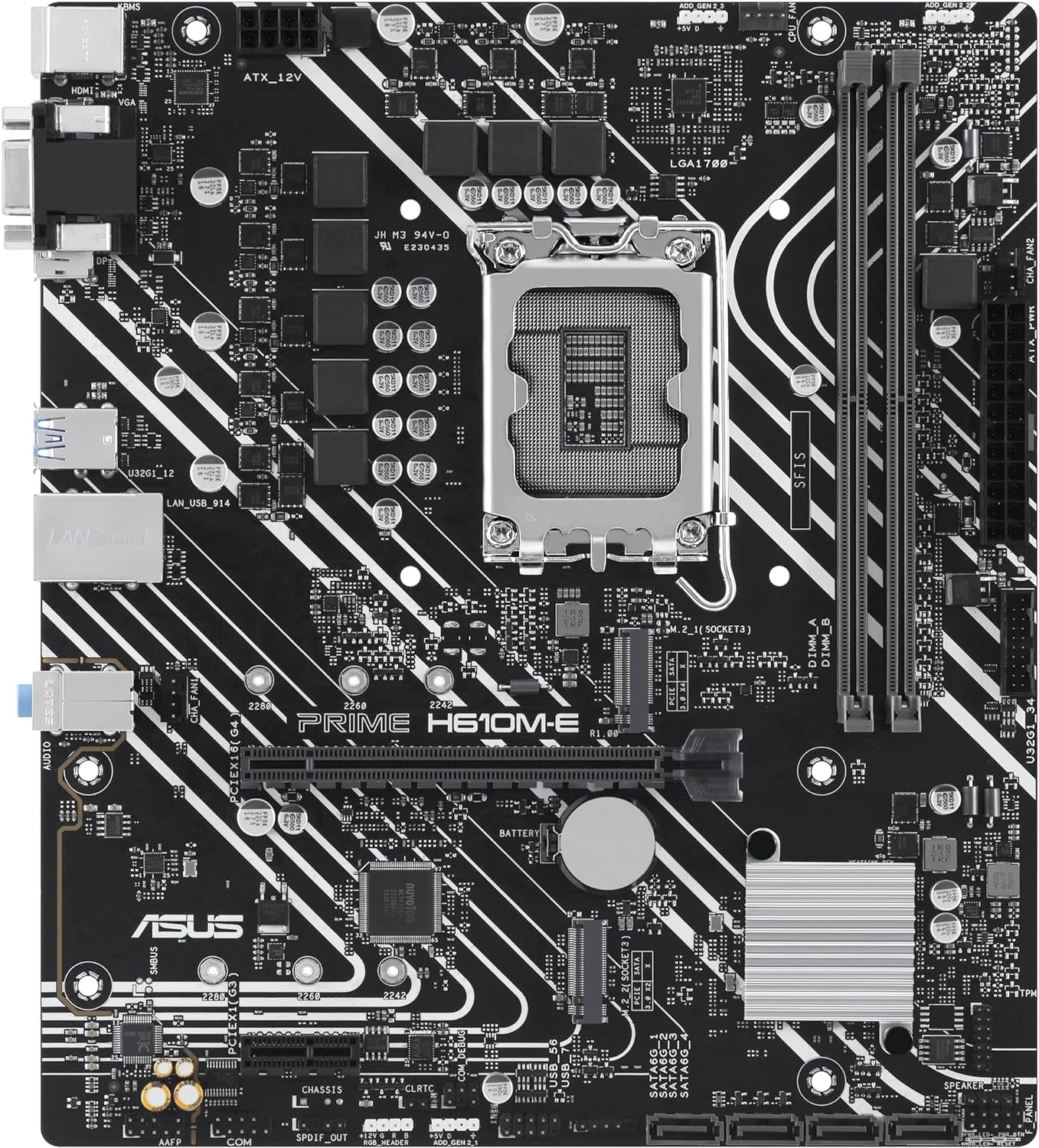 ASUS Prime H610M-E-CSM Mainboard Sockel Intel LGA 1700 (Intel H610, mATX, DDR4 Speicher, PCIe 4.0, 2X M.2, COM Header, RGB Header