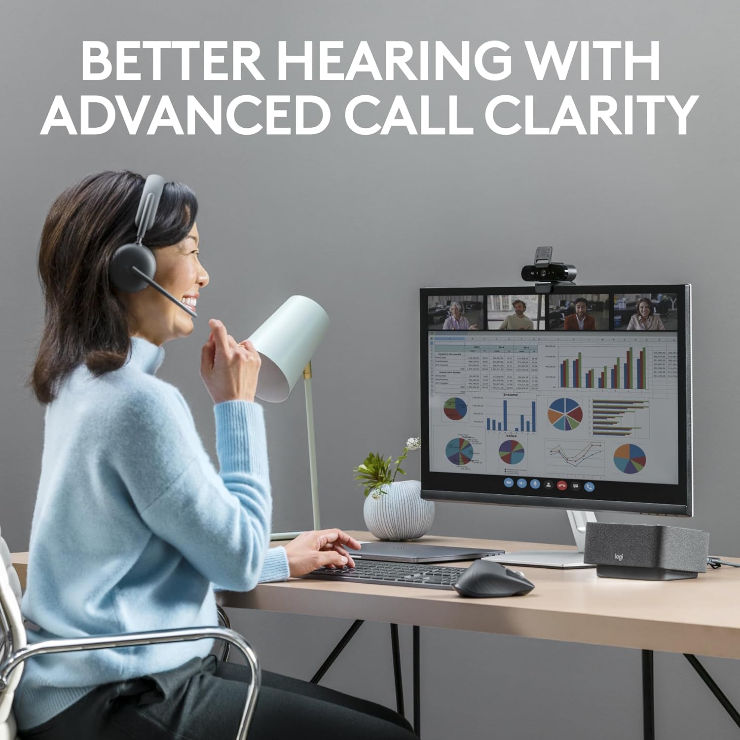 Logitech Zone Wireless 2 Premium Noise Cancelling Headset with Hybrid ANC, Bluetooth, USB-C, USB-A, Certified for Zoom, Google Meet, Google Voice, Fast Pair, Graphite