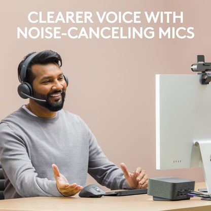 Logitech Zone Wireless 2 Premium Noise Cancelling Headset with Hybrid ANC, Bluetooth, USB-C, USB-A, Certified for Zoom, Google Meet, Google Voice, Fast Pair, Graphite