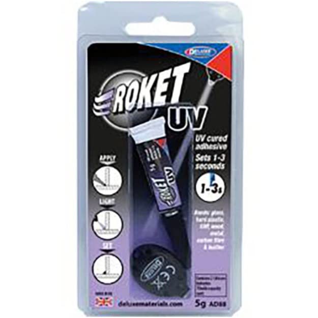 DELUXE MATERIALS AD88 UV Cured Adhesive 3g With UV Torch