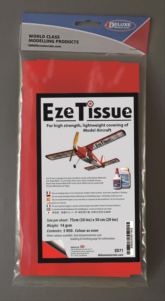 DELUXE Eze Tissue rood spanpapier 75x50cm 5st. vanaf 14 g/m²