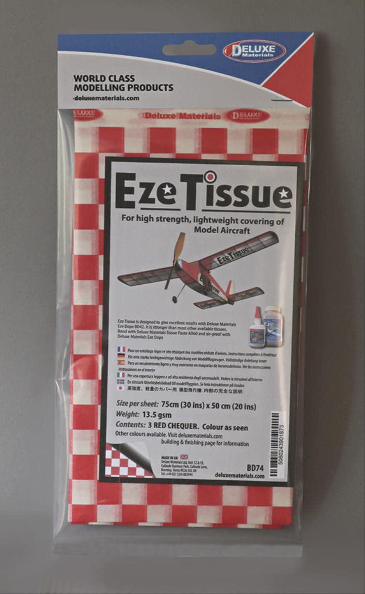 DELUXE Eze Tissue Rot Karo Bespannpapier 75x50cm 3Stk. ab 14 g/m²