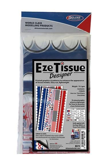 DELUXE MATERIALS BD79 All Scale Eze Tissue for Aircraft - 29-1/2 x 19-11/16" 75 x 50cm - Designer Graphics pkg(2