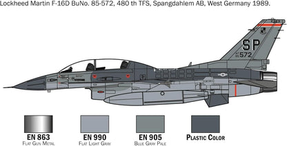 Italeri 72009 1:72 Model Set F-16 C/D Night Falcon - Complete Set, Model Building, Construction Kit, Stand Model Building, Crafts, Hobby, Gluing, Plastic Kit, Includes Accessories