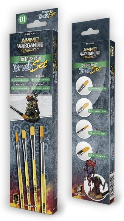 Ammo Mig Jimenez - Ammo Wargaming Dry Brush Land Brush Set