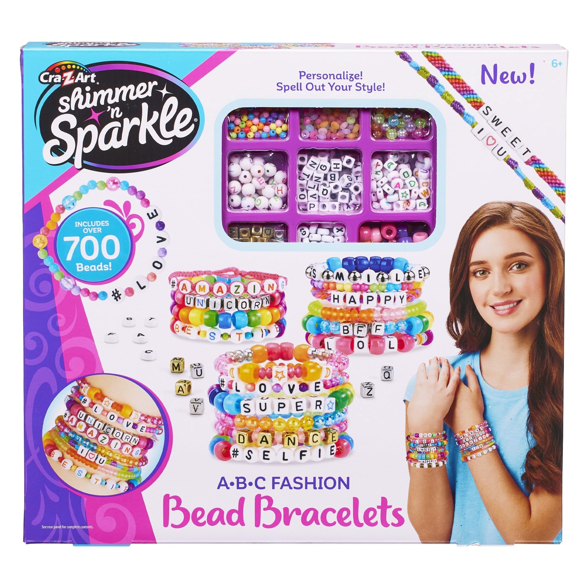 CRA-Z-ART 17883 Shimmer n Sparkle ABC Fashion Personalised Friendship Bracelets with Over 700 Beads, Standard