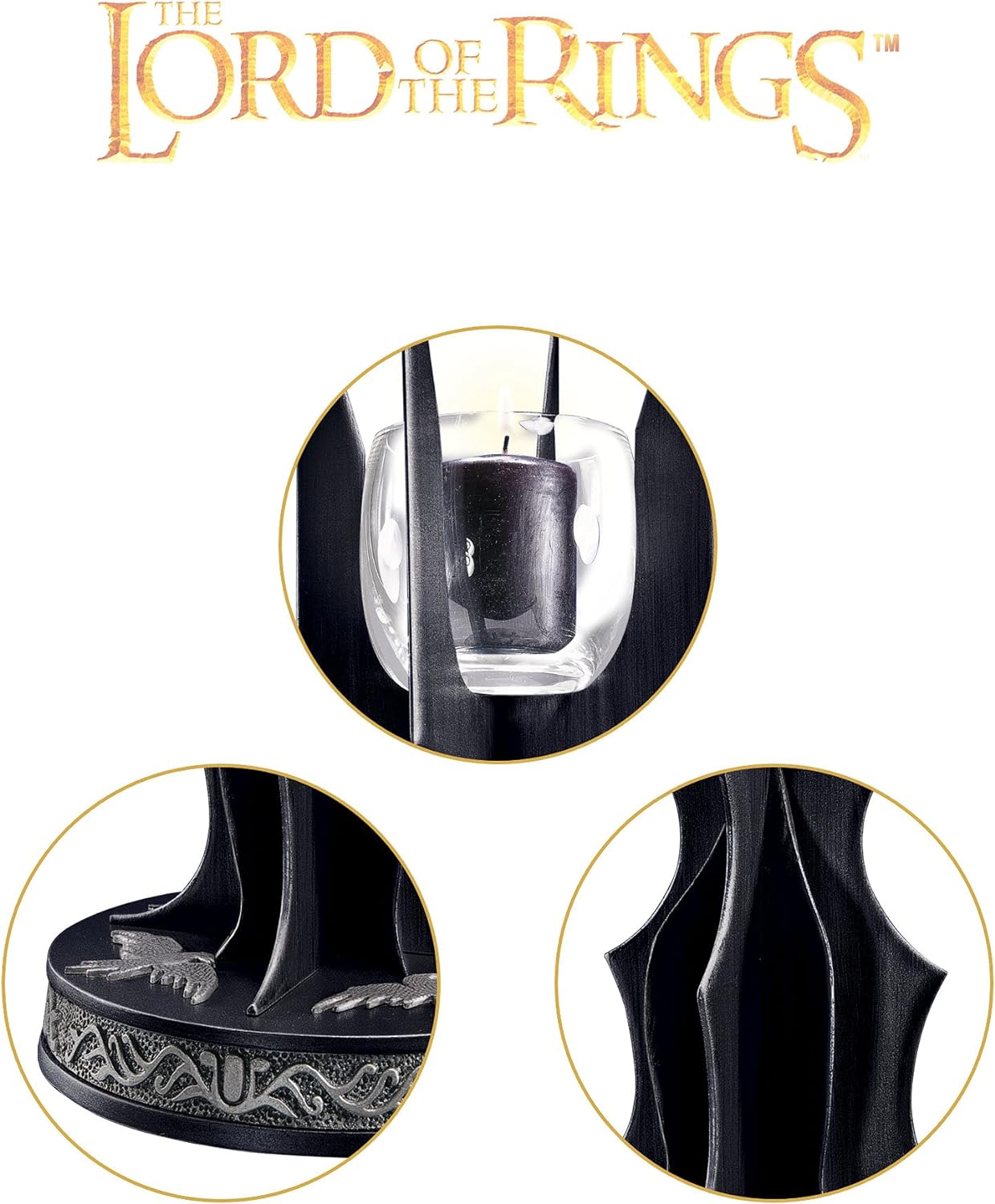 The Noble Collection The Lord of the Rings Staff of Saruman Candle Holder - 10.5in (27cm) Metal and Glass Votive - Officially Licensed Film Set Movie Props Gifts
