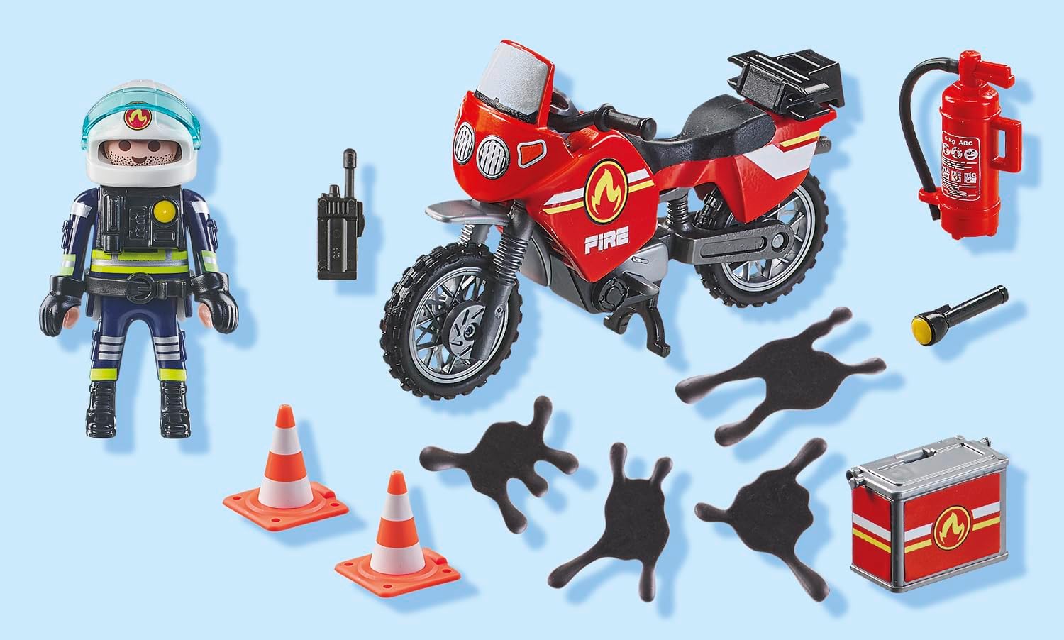 PLAYMOBIL Action Heroes 71466 Moto dei Pompieri, con Una Radio e Un estintore, Giochi di Ruolo Divertenti, Giocattolo sostenibile per Bambini dai 4 Anni in su