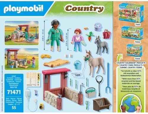 Playmobil 71471 Country: Farmyard Veterinarian Starter Pack, animal play sets, sustainable toys, fun imaginative role-play, playsets suitable for children ages 4+