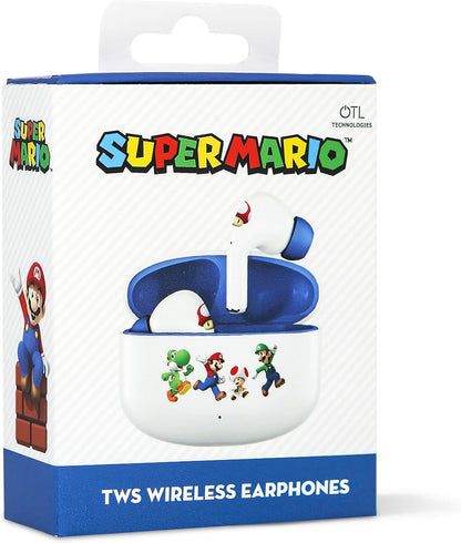 OTL Technologies SM1115 Super Mario and Friends TWS Wireless Earphones with Wireless Charging Case - White