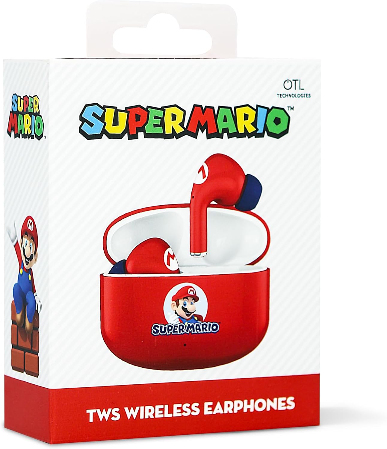 OTL Technologies SM1155 Super Mario TWS Wireless Earphones with Wireless Charging Case - Red