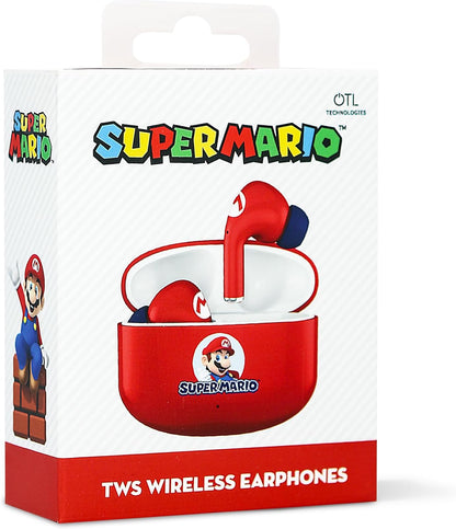 OTL Technologies SM1155 Super Mario TWS Wireless Earphones with Wireless Charging Case - Red