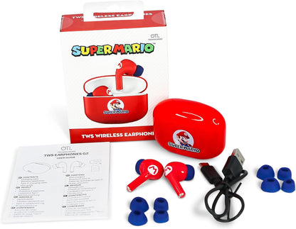 OTL Technologies SM1155 Super Mario TWS Wireless Earphones with Wireless Charging Case - Red