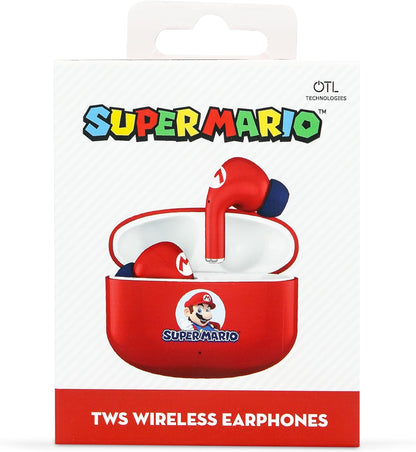 OTL Technologies SM1155 Super Mario TWS Wireless Earphones with Wireless Charging Case - Red