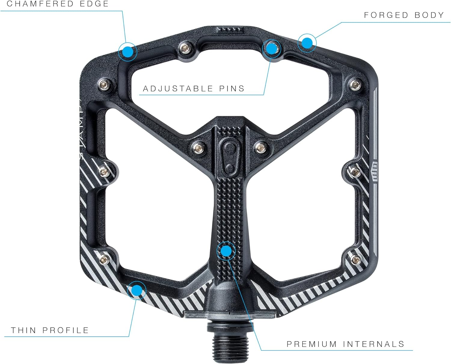 Crankbrothers Stamp Flat BMX/MTB Bike Pedal - Platform Bicycle Pedal, Minimal Profile, Adjustable Grip