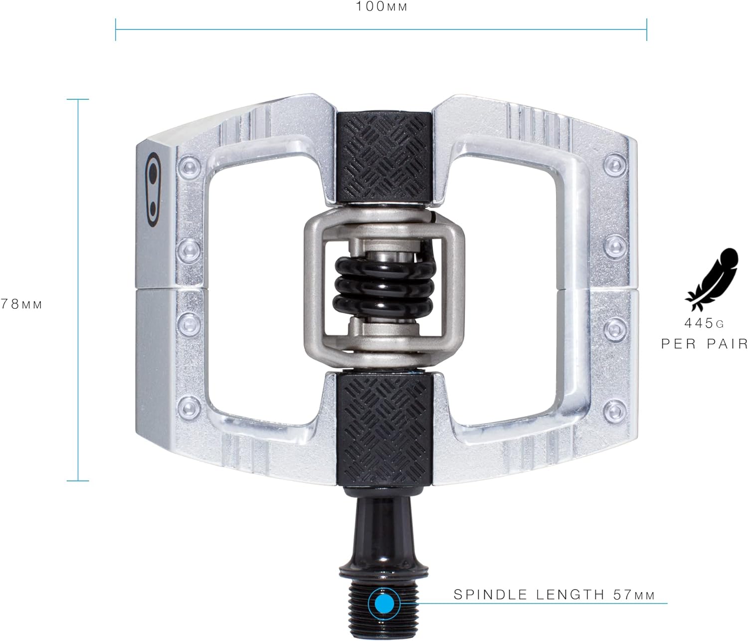 Crankbrothers Mallet DH Mountain Bike Pedals - Silver Edition - MTB DH Downhill Optimized Platform - Clip-in System Pair of Bicycle Bicycle Mountain Bike Pedals (Cleats Included