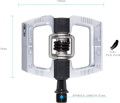 Crankbrothers Mallet DH Mountain Bike Pedals - Silver Edition - MTB DH Downhill Optimized Platform - Clip-in System Pair of Bicycle Bicycle Mountain Bike Pedals (Cleats Included