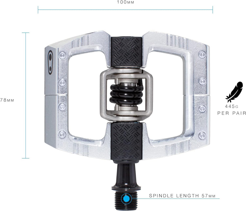 Crankbrothers Mallet DH Mountain Bike Pedals - Silver Edition - MTB DH Downhill Optimized Platform - Clip-in System Pair of Bicycle Bicycle Mountain Bike Pedals (Cleats Included