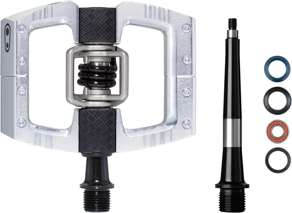 Crankbrothers Mallet DH Mountain Bike Pedals - Silver Edition - MTB DH Downhill Optimized Platform - Clip-in System Pair of Bicycle Bicycle Mountain Bike Pedals (Cleats Included