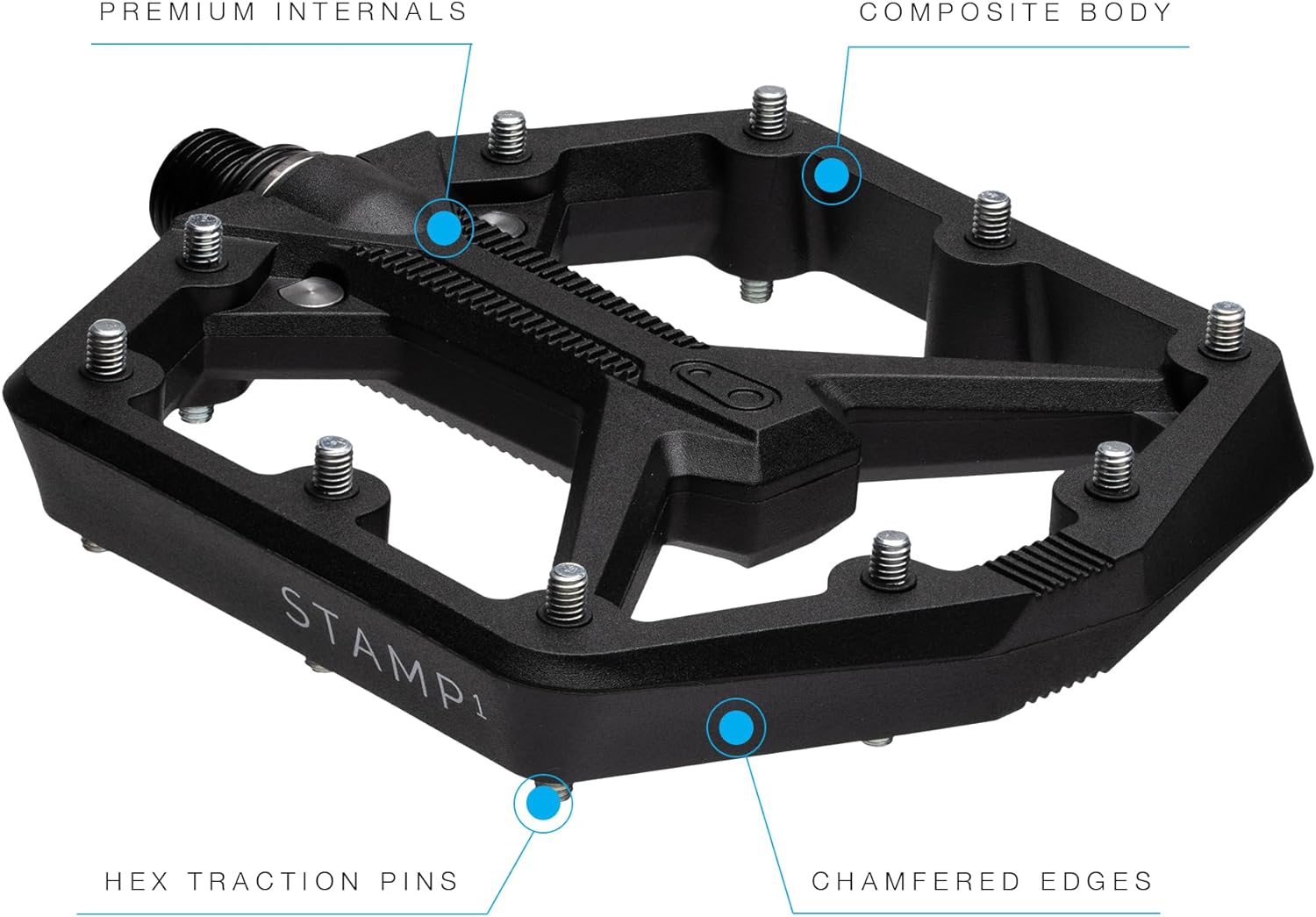 Crankbrothers Stamp Flat BMX/MTB Bike Pedal - Platform Bicycle Pedal, Minimal Profile, Adjustable Grip