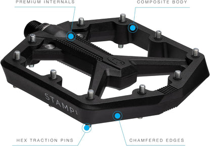 Crankbrothers Stamp Flat BMX/MTB Bike Pedal - Platform Bicycle Pedal, Minimal Profile, Adjustable Grip