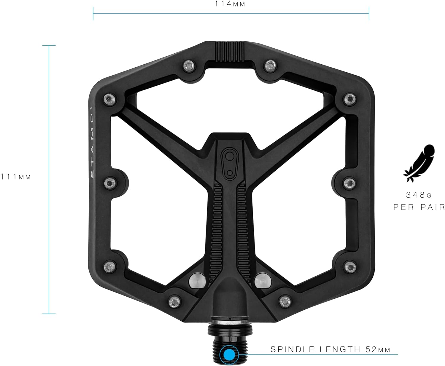 Crankbrothers Stamp Flat BMX/MTB Bike Pedal - Platform Bicycle Pedal, Minimal Profile, Adjustable Grip