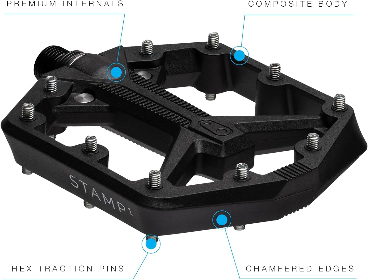 Crankbrothers Stamp Flat BMX/MTB Bike Pedal - Platform Bicycle Pedal, Minimal Profile, Adjustable Grip