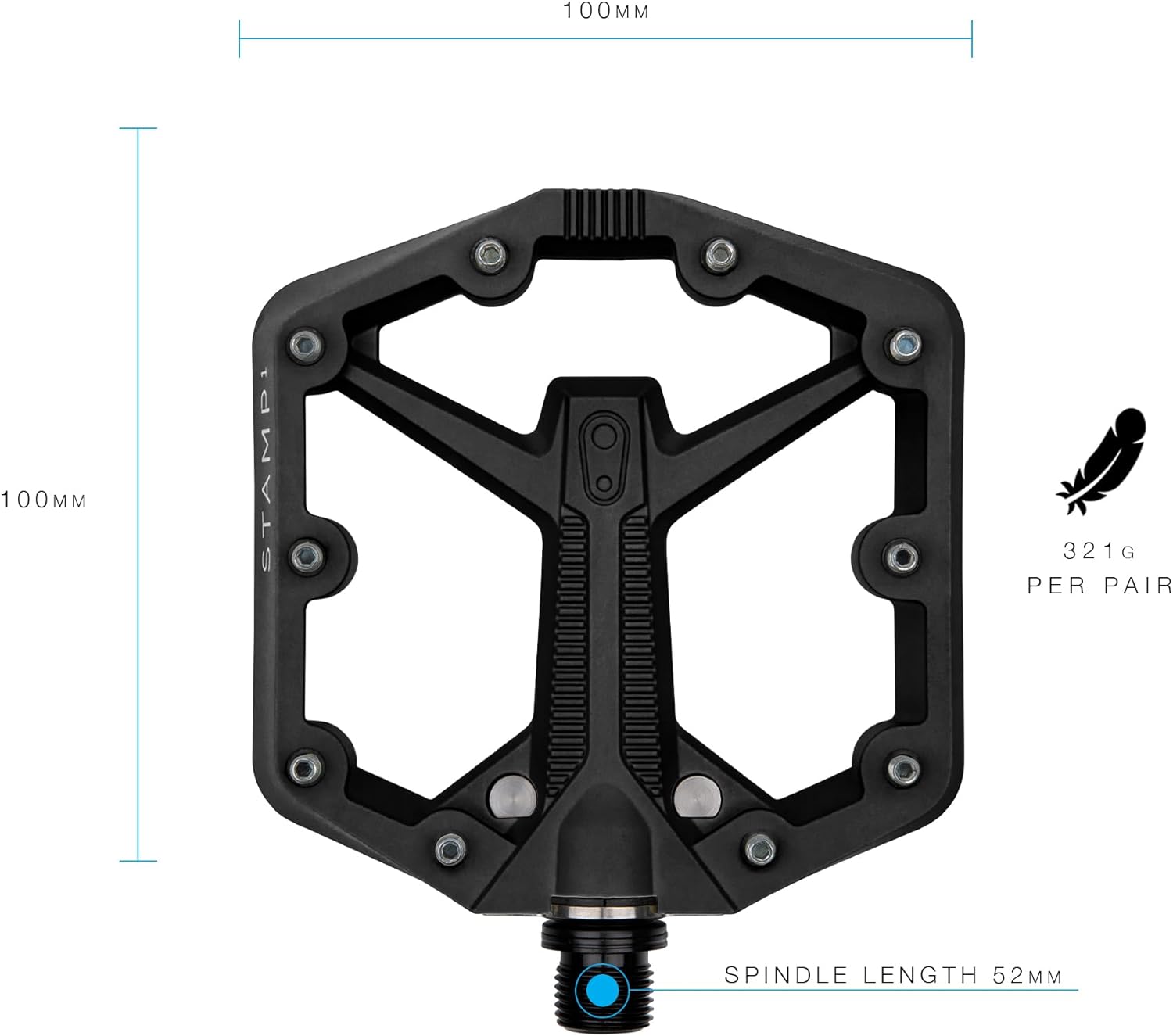 Crankbrothers Stamp Flat BMX/MTB Bike Pedal - Platform Bicycle Pedal, Minimal Profile, Adjustable Grip