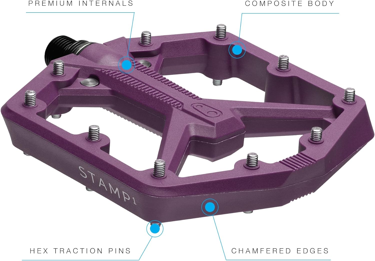 Crankbrothers Stamp Flat BMX/MTB Bike Pedal - Platform Bicycle Pedal, Minimal Profile, Adjustable Grip