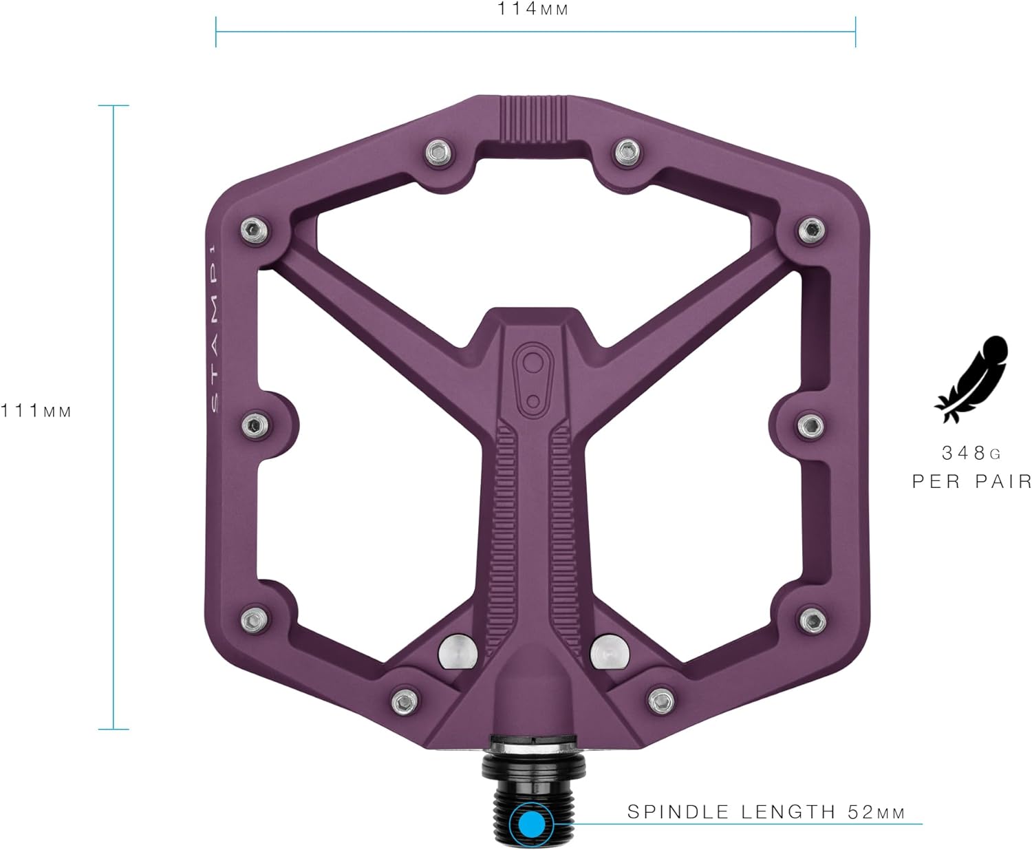 Crankbrothers Stamp Flat BMX/MTB Bike Pedal - Platform Bicycle Pedal, Minimal Profile, Adjustable Grip