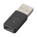 Plantronics 209506 – 01 USB-type to USB-type C Black Cable Adapter Adaptor For Cable (USB-type A, USB-type C, Male/Female, Black