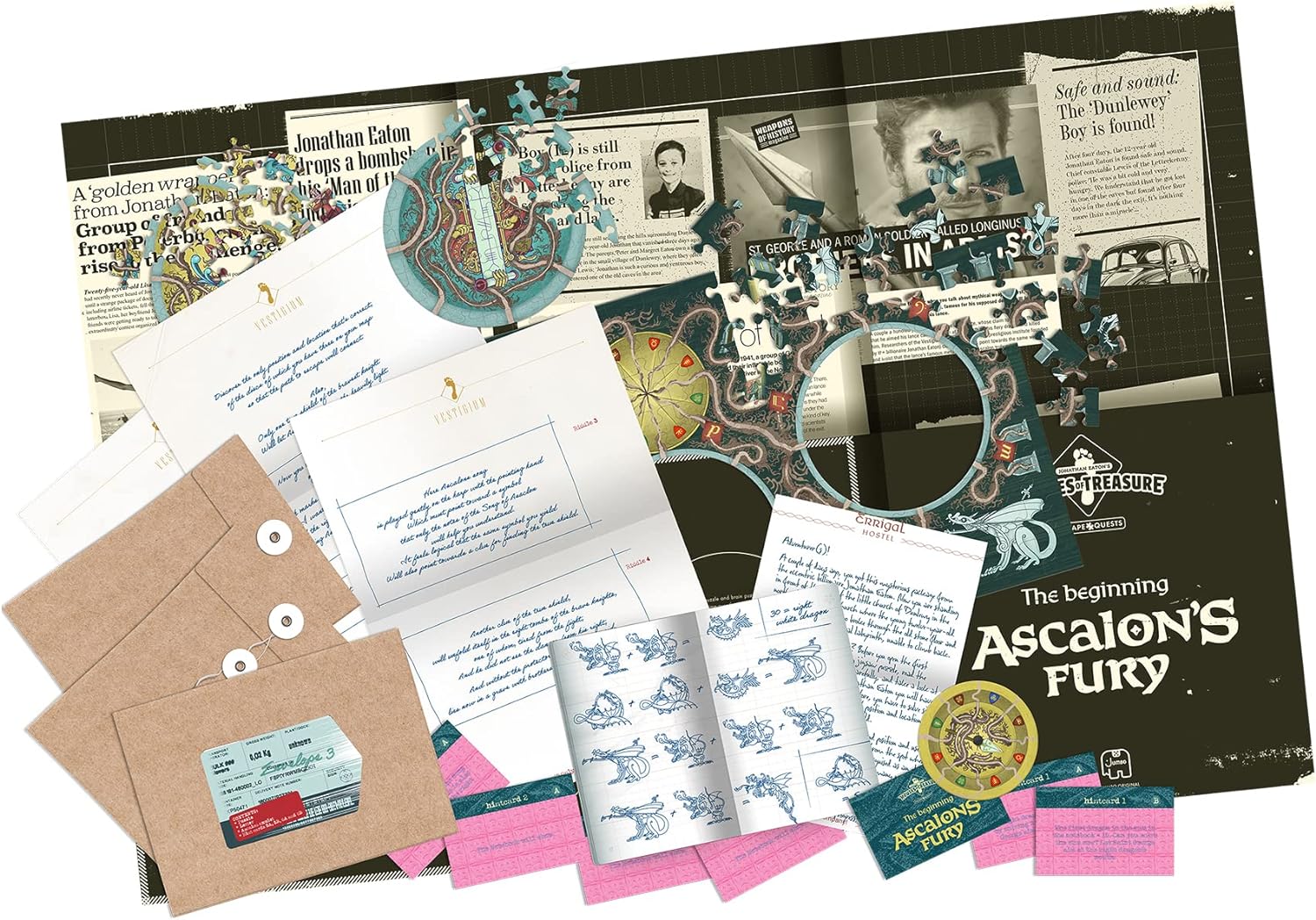 Jumbo, Escape Quests, The Beginning Ascalon's Fury - Jonathan Eaton's Houses of Treasure, Escape Room Puzzle Game, 1-4 Players, Ages 16+